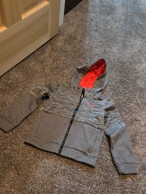 Nike Kids Gray Hoodie with Pink Hood Lining
